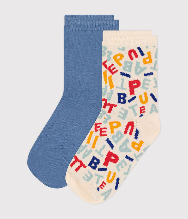 2 pares de calcetines infantiles de algod&oacute;n Petit Bateau multicolor
