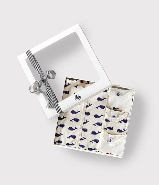 Lote de 1 pijama y 3 bodis de ballenas para beb&eacute; multicolor