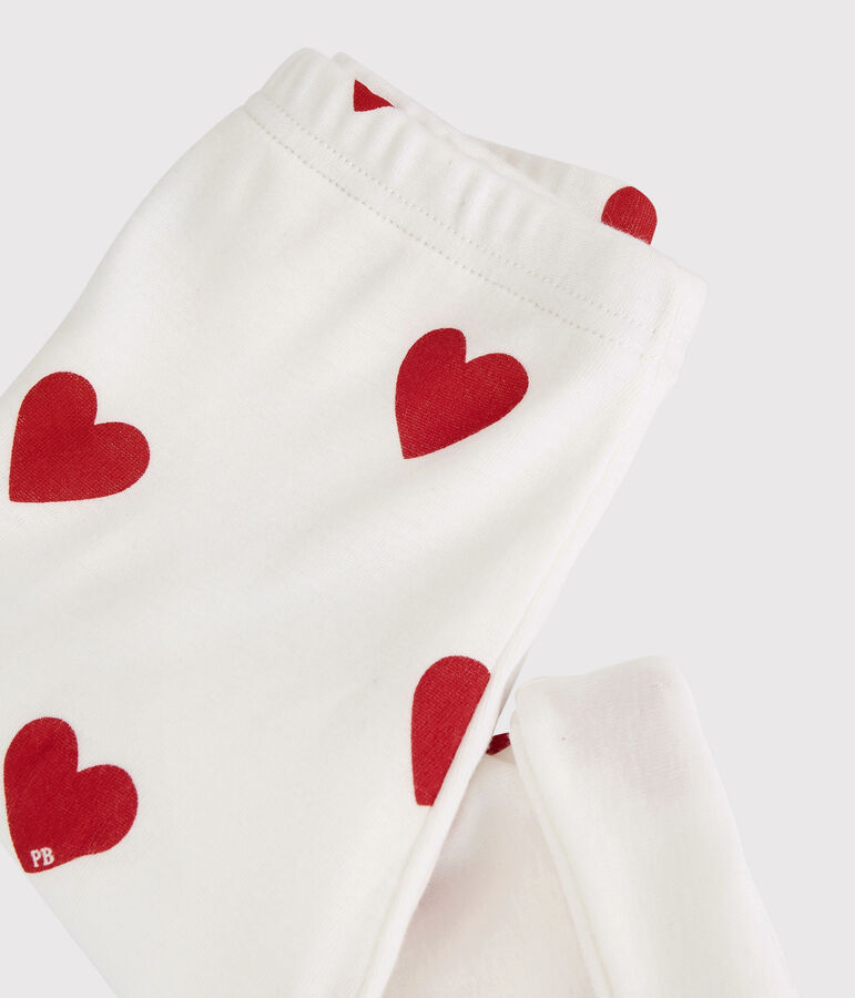 Pantal&oacute;n de beb&eacute; de corazones rojos de algod&oacute;n org&aacute;nico blanco/rojo