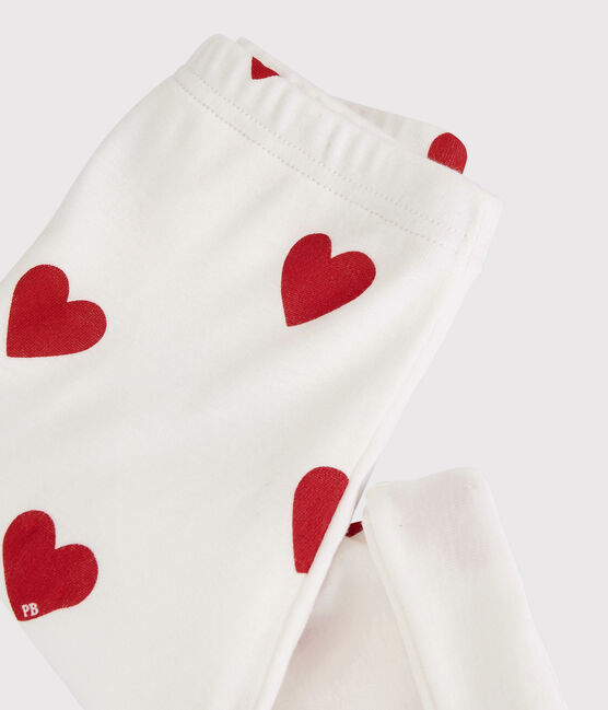 Pantalón de bebé de corazones rojos de algodón orgánico blanco MARSHMALLOW/rojo TERKUIT