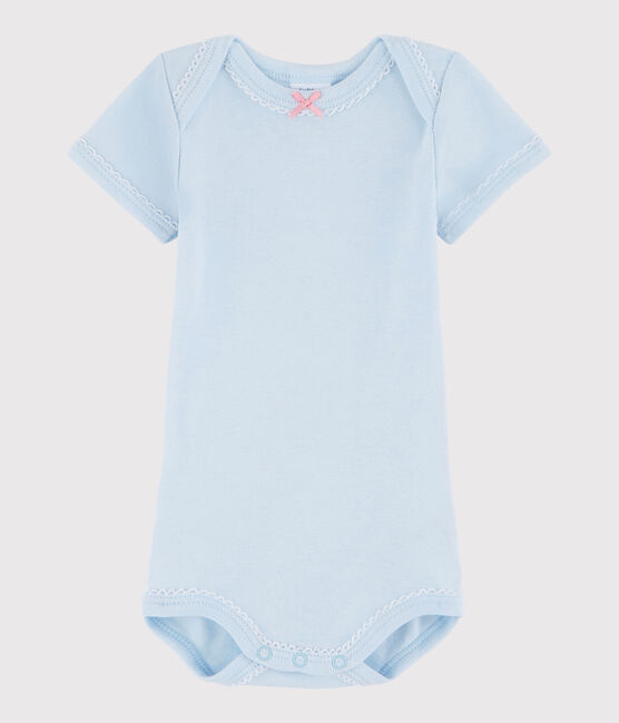 Bodi de manga corta de bebé niña azul FRAICHEUR