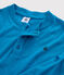 Camiseta de algodón y lino de niño azul MYKONOS