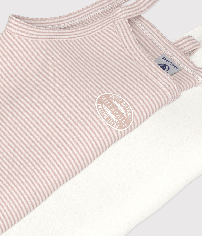 Juego de 2 camisetas infantiles de tirantes finos de algod&oacute;n multicolor