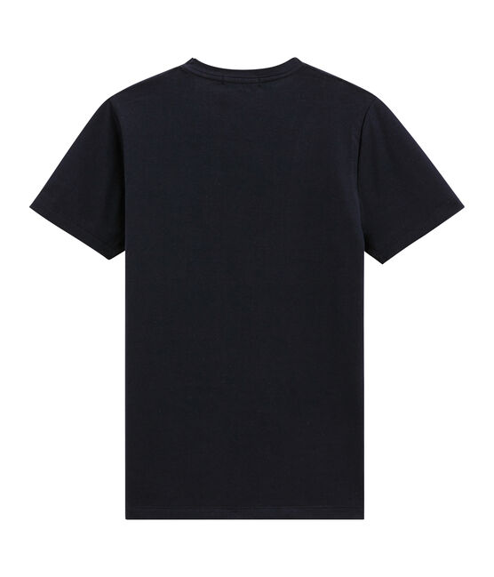 Camiseta de manga corta con serigrafía de texto azul SMOKING
