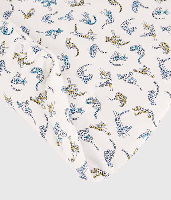 Saco de bebé con estampado de panteras de algodón orgánico blanco MARSHMALLOW/blanco MULTICO