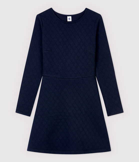 Vestido de tejido tubular acolchado de mujer azul SMOKING
