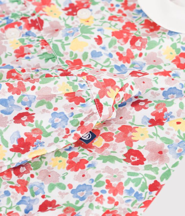 Pelele corto de algod&oacute;n estampado de flores para beb&eacute; blanco/multicolor