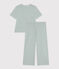 Pijama milrayas de algodón de mujer azul PAUL/blanco MARSHMALLOW