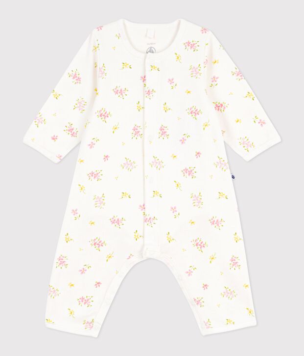 Bodyjama sin pies de algod&oacute;n con estampado de flores para beb&eacute; blanco/multicolor