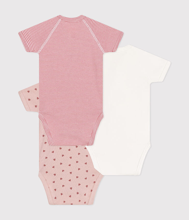 Juego de 3 bodis cruzados de algod&oacute;n de manga corta para beb&eacute; multicolor