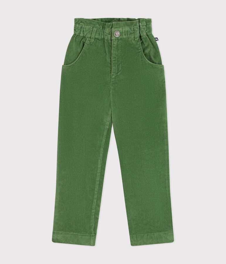 Pantal&oacute;n de terciopelo para ni&ntilde;a verde PALMERAIE