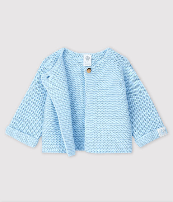 Cárdigan de punto de bebé de algodón orgánico azul TOUDOU