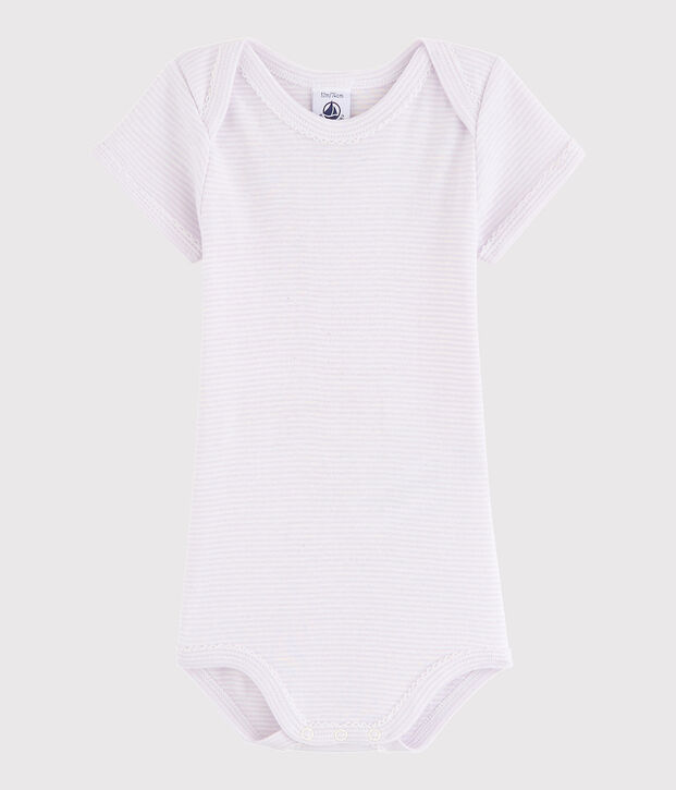 Bodi de manga corta de beb&eacute; ni&ntilde;a violeta/blanco
