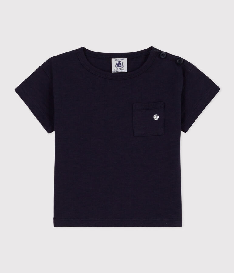 Camiseta de manga corta de punto flameado para beb&eacute; azul