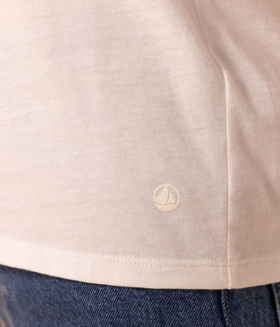 Camiseta LA RECTA de algodón con cuello redondo para mujer blanco ECUME