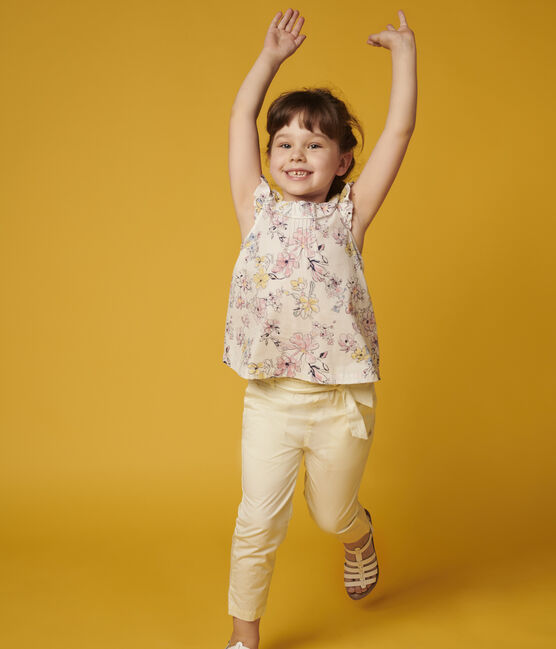 Pantalón de sarga de niña amarillo CITRONEL