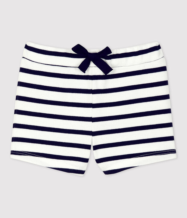 Shorts de jersey grueso ecol&oacute;gico de beb&eacute; blanco/azul