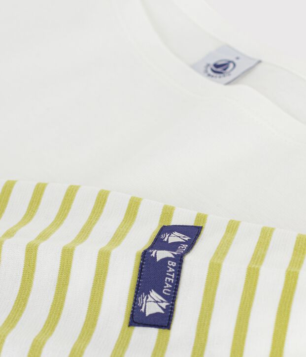 Marinera de algod&oacute;n a rayas para mujer blanco/verde