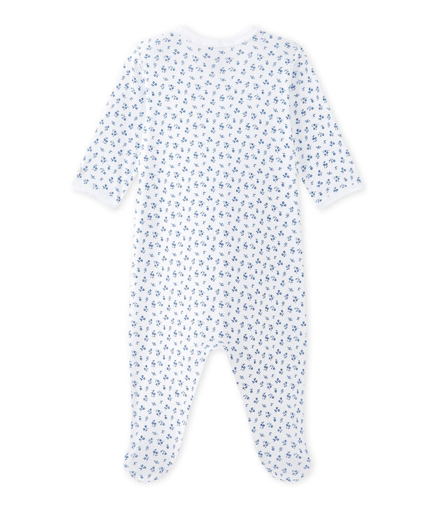 Pijama estampado para beb&eacute; ni&ntilde;a blanco/azul