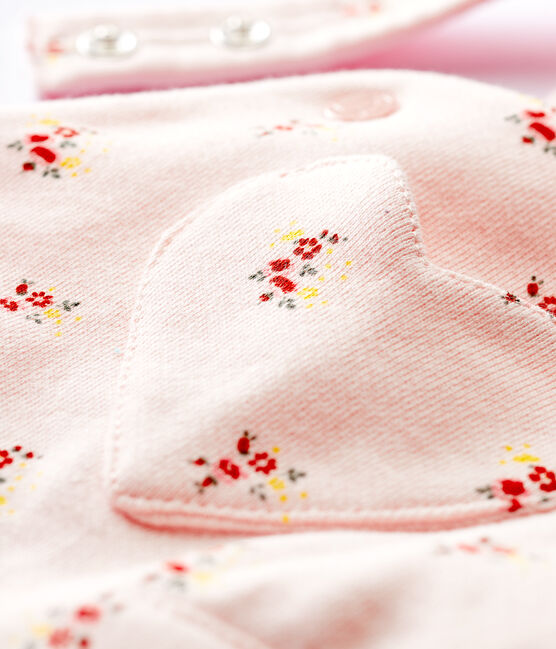 Peto estampado de muletón de bebé niña rosa FLEUR/blanco MULTICO