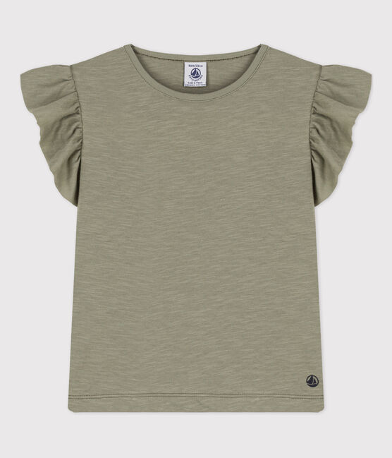 Camiseta de algodón de manga corta para niña verde MARECAGE