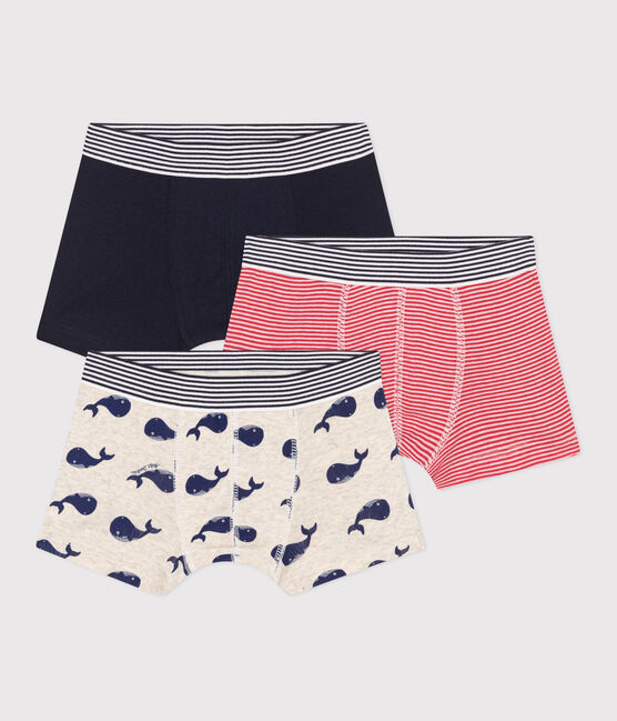 Juego de 3 bóxeres infantiles de algodón con estampado de ballenas variante 1