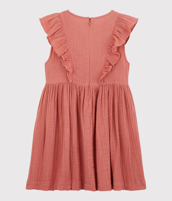 Vestido de gasa de algodón orgánico para niña rosa PAPAYE
