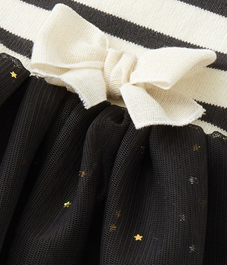 Vestido bi-materia para beb&eacute; ni&ntilde;a beige COQUILLE/gris CAPECOD