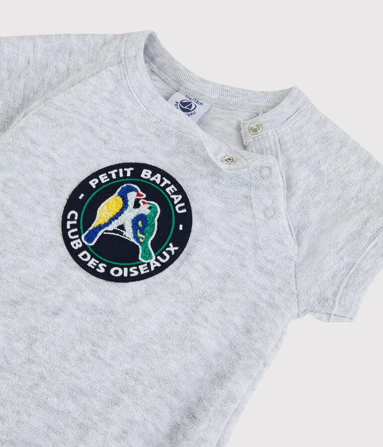 Mono corto de rizo de esponja de beb&eacute; ni&ntilde;o gris