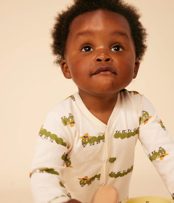Pijama de algodón con estampado animal para bebé blanco AVALANCHE/ MULTICO