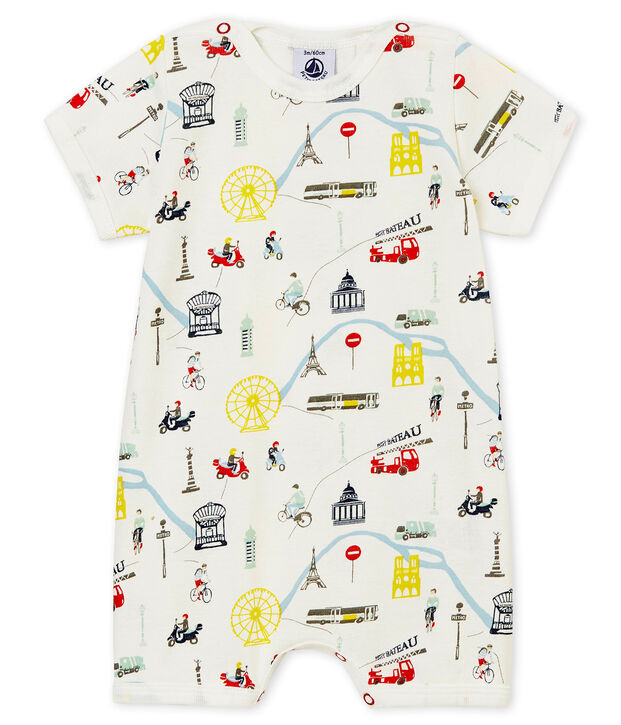 Pelele corto para beb&eacute; ni&ntilde;o blanco/multicolor