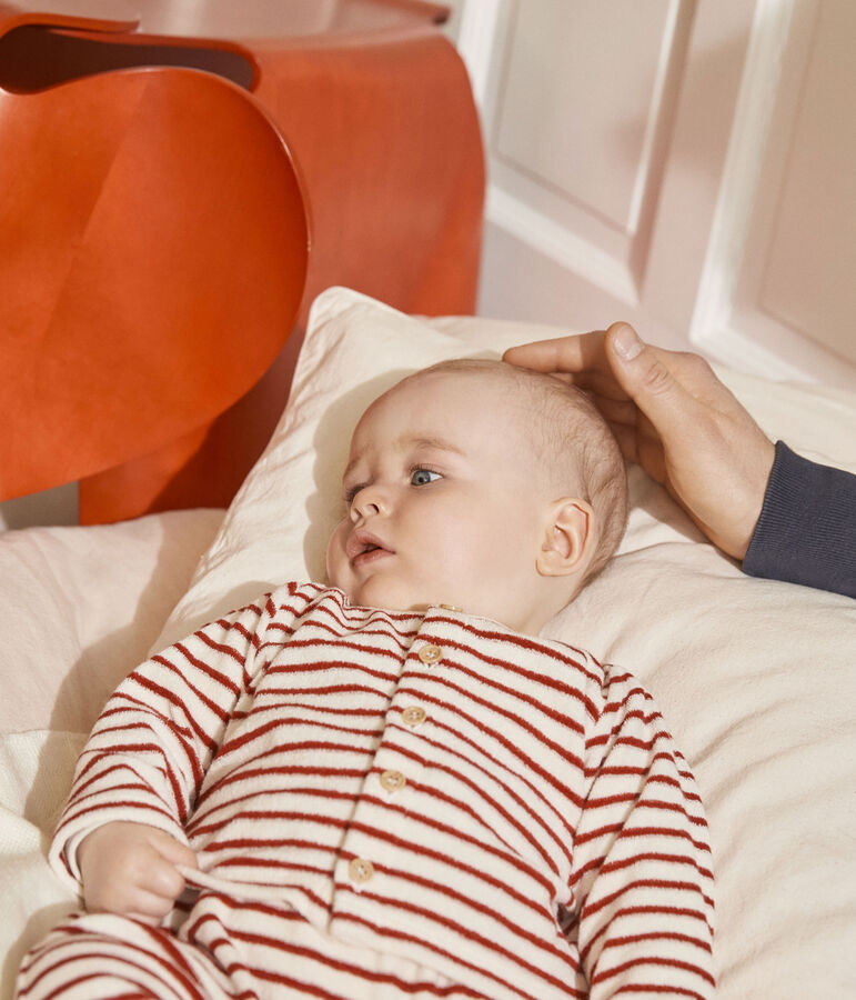 Conjunto de beb&eacute; de 2 piezas a rayas de rizo de beb&eacute; crudo/rojo