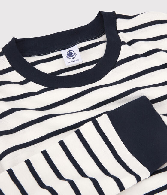 Camiseta marinera de algodón de mujer blanco MARSHMALLOW/azul SMOKING