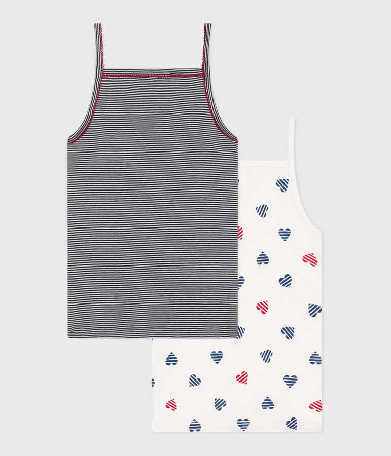 Juego de 2 camisetas de tirantes infantiles de algod&oacute;n con estampado de corazones multicolor