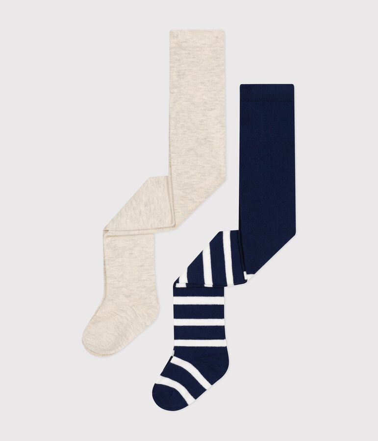 Juego de 2 pares de leotardos de punto de algod&oacute;n para beb&eacute; multicolor