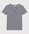 Camiseta ICONICA de algodón con cuello de pico para mujer azul SMOKING/blanco MARSHMALLOW