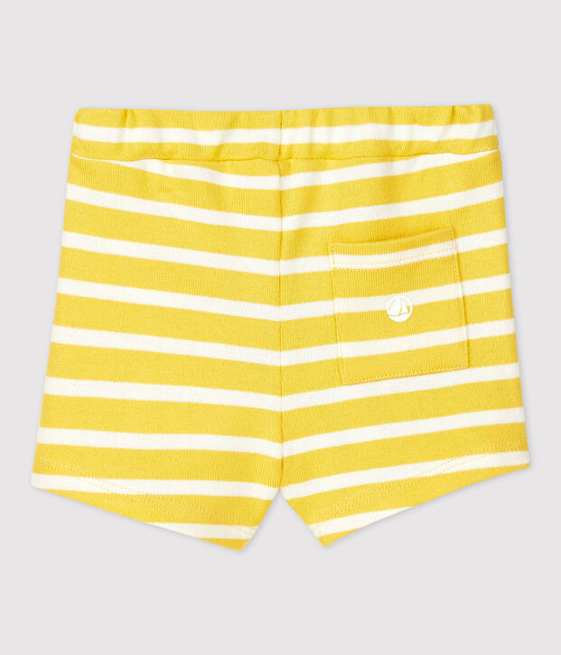 Shorts de jersey grueso de beb&eacute; amarillo/blanco