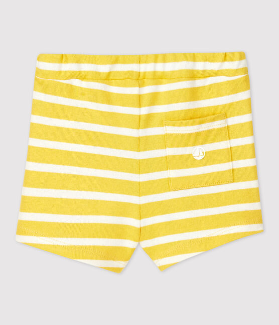 «Shorts» de jersey grueso de bebé amarillo ORGE/blanco MARSHMALLOW