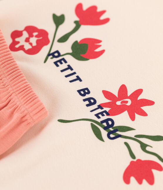 Pijama de manga corta de algodón para mujer naranja ABRICOT/ MULTICO