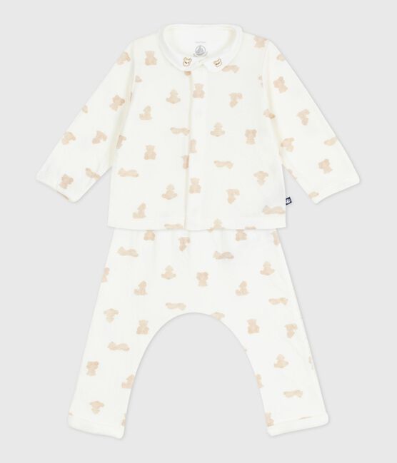 Conjunto de regalo de 3 piezas de algodón con estampado de osito para bebé MARSHMALLOW/ BRUN