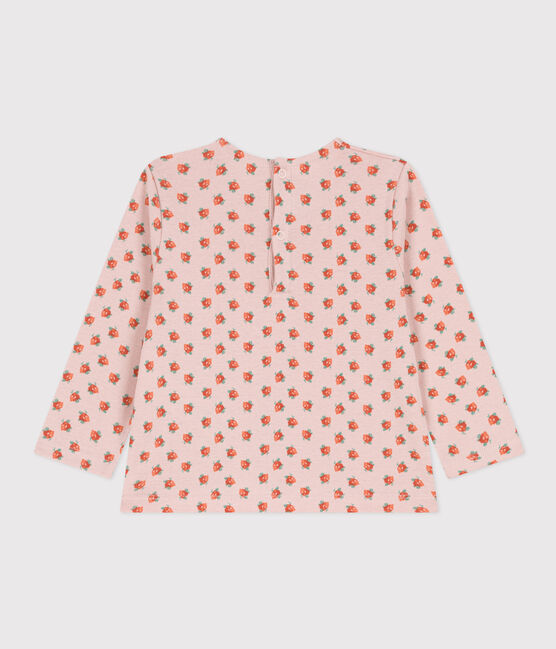 Camiseta de manga larga de algodón de bebé niño rosa SALINE/blanco MULTICO