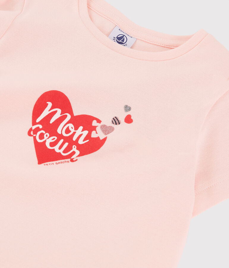 Camiseta serigrafiada para ni&ntilde;a rosa
