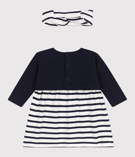Conjunto de vestido de manga larga de túbico y algodón y diadema de punto a juego para bebé variante 1