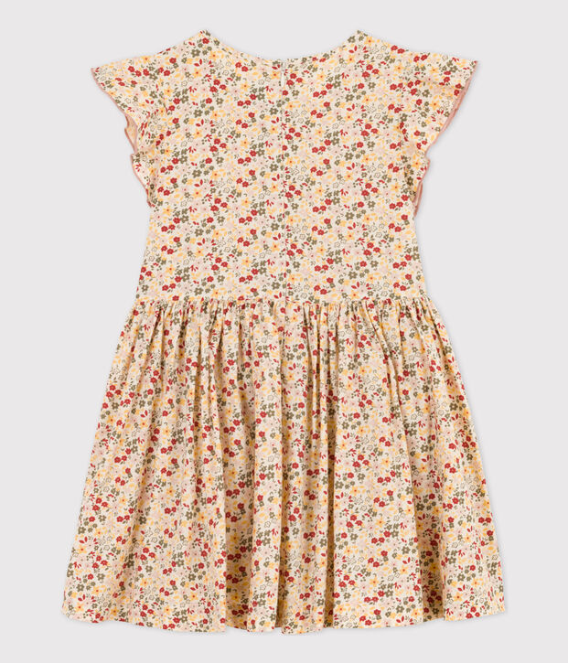 Vestido de popelina para ni&ntilde;a crudo/multicolor