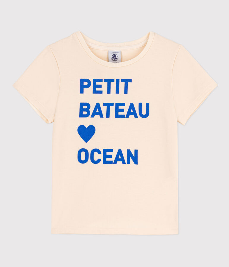 Camiseta estampada de manga corta para ni&ntilde;a crudo/azul