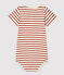 Bodi a rayas con cuello tunecino de algodón ecológico de bebé beige MONTELIMAR/ OMBRIE