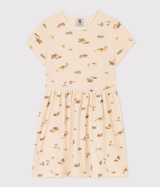 Vestido de algodón estampado para niña blanco AVALANCHE/ MULTICO