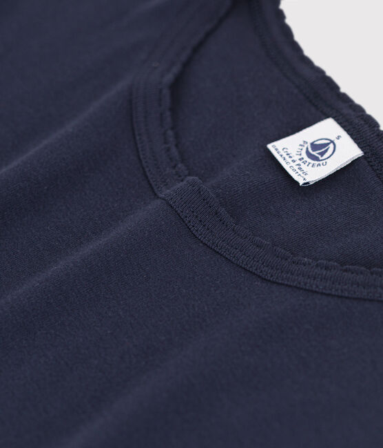 Camiseta ICÓNICA de punto «cocotte» de algodón orgánico para mujer azul SMOKING