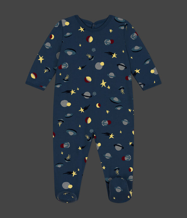 Pijama de felpa cepillada con estampado espacial para beb&eacute; azul/multicolor