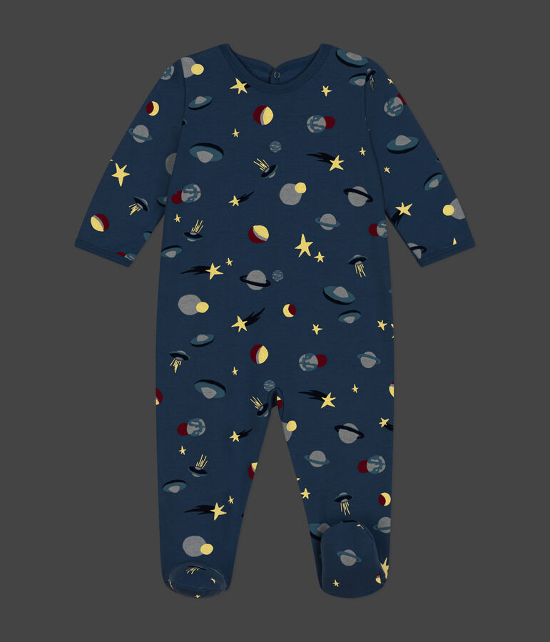 Pijama de felpa cepillada con estampado espacial para beb&eacute; azul/multicolor